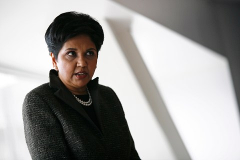 PepsiCo Chairman and Chief Executive Officer Indra Nooyi speaks to reporters during PepsiCo's 2010 Investor Meeting event in New York City, on March 22, 2010.